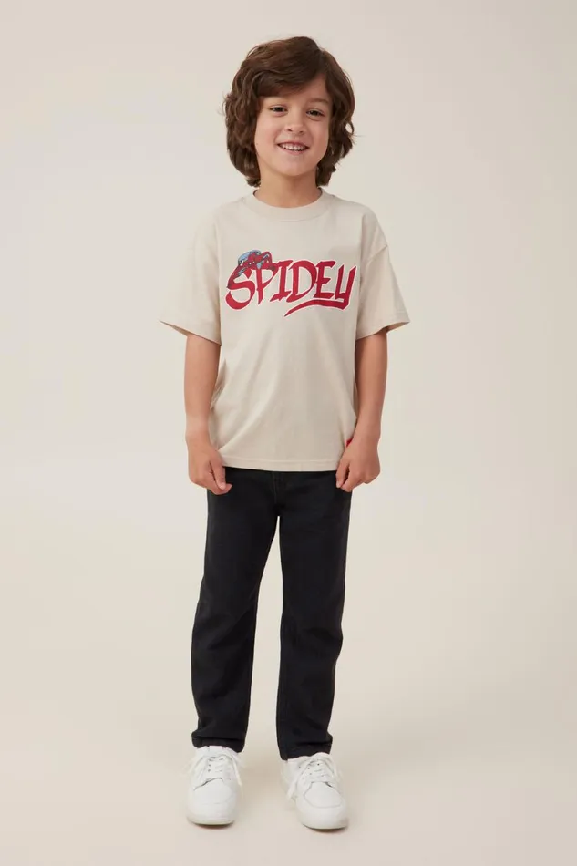 Boys 214 Tops and TShirts Cotton On License Drop Shoulder Short Sleeve Tee Lcn Mar Rainy Dayspiderman Great Power