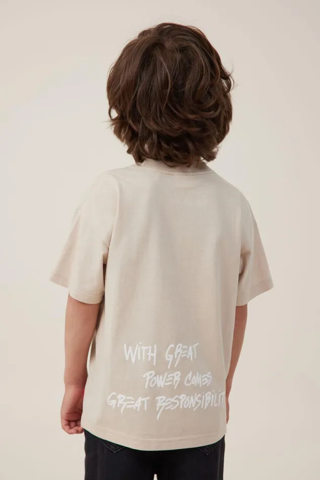 Boys 214 Tops and TShirts Cotton On License Drop Shoulder Short Sleeve Tee Lcn Mar Rainy Dayspiderman Great Power