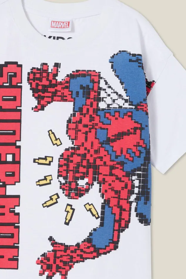 Boys 214 Tops and TShirts Cotton On License Drop Shoulder Short Sleeve Tee Lcn Mar Whitespiderman Crawl