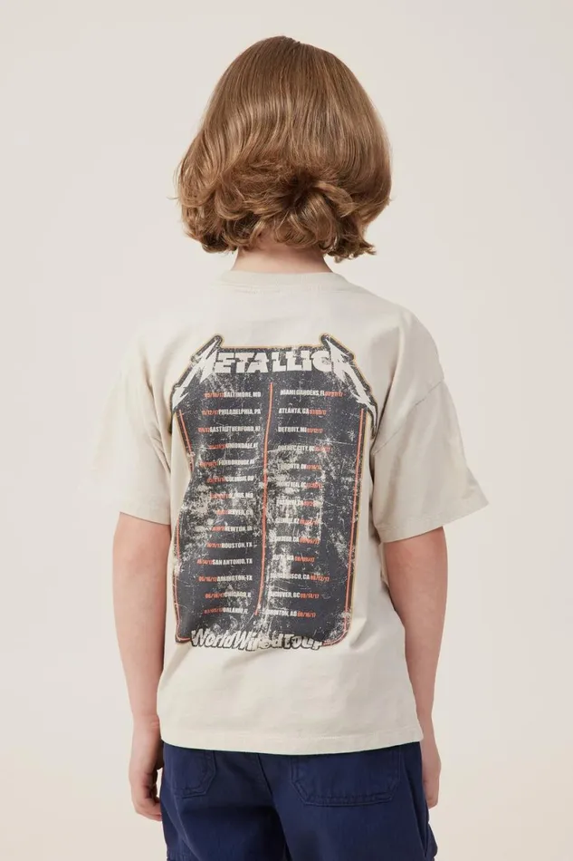 Boys 214 Tops and TShirts Cotton On License Drop Shoulder Short Sleeve Tee Lcn Pro Rainy Daymetallica Skull