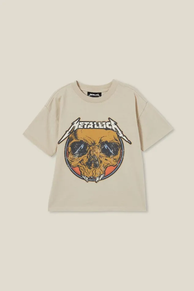 Boys 214 Tops and TShirts Cotton On License Drop Shoulder Short Sleeve Tee Lcn Pro Rainy Daymetallica Skull