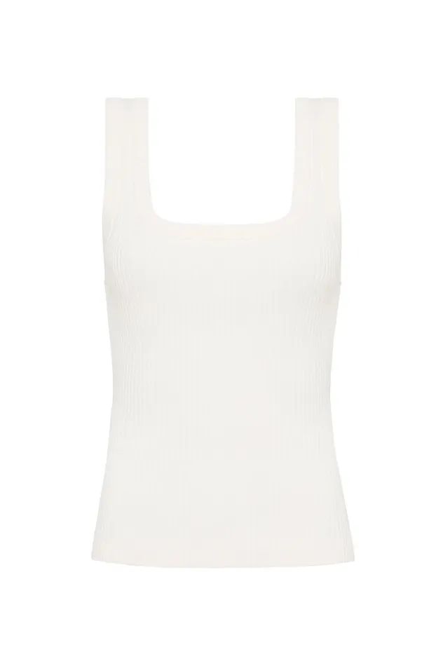 Bronte Scoop Neck Rib Tank Ivory Women Aje Body 038 Crepe Knit