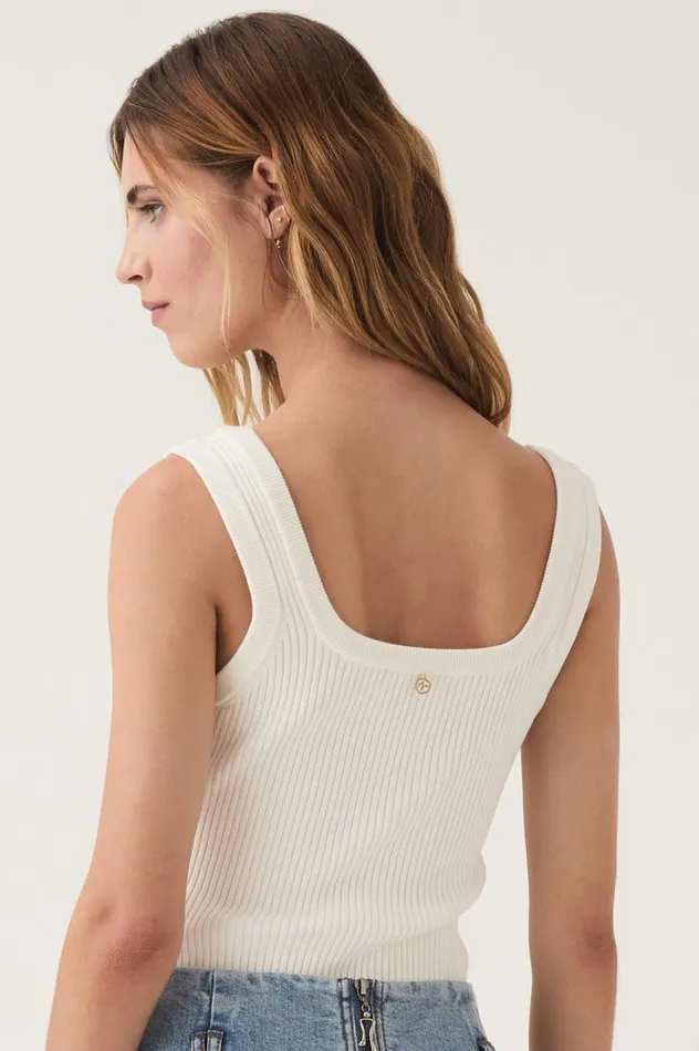 Bronte Scoop Neck Rib Tank Ivory Women Aje Body 038 Crepe Knit