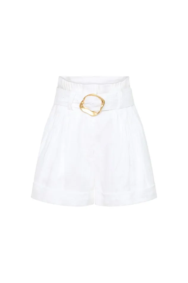 Byblos Belted Linen Short Ivory Women Aje Shorts