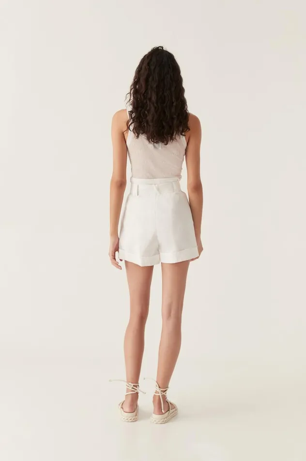 Byblos Belted Linen Short Ivory Women Aje Shorts