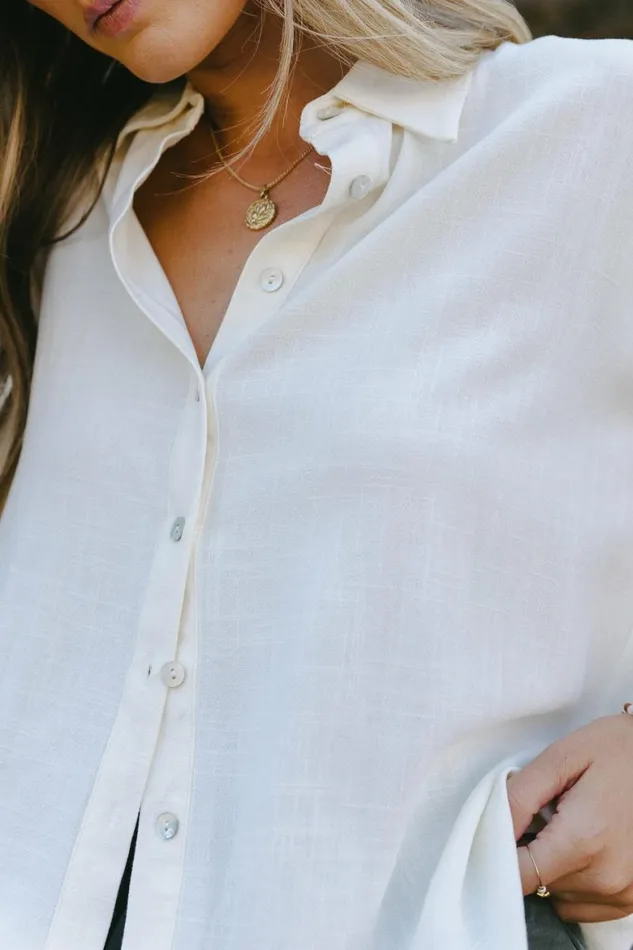 Caitlyn Button Up In Cream Cream Women Bohme Tops