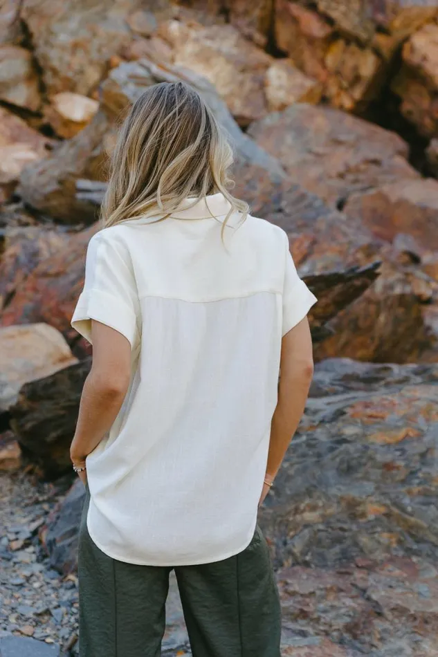 Caitlyn Button Up In Cream Cream Women Bohme Tops