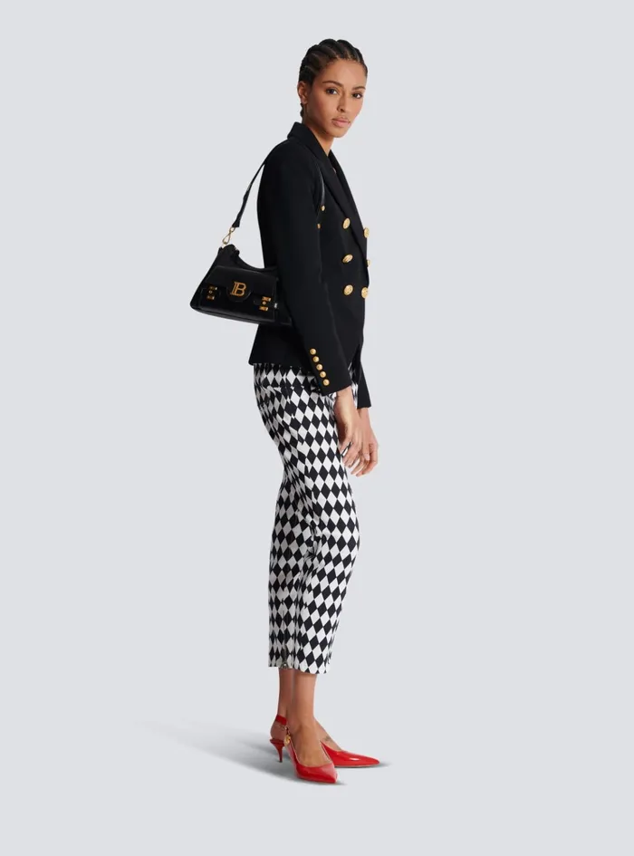 Calfskin BBuzz Hobo Bag Black Women Balmain Crossbody Bags