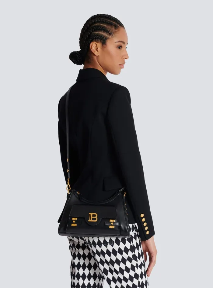 Calfskin BBuzz Hobo Bag Black Women Balmain Crossbody Bags