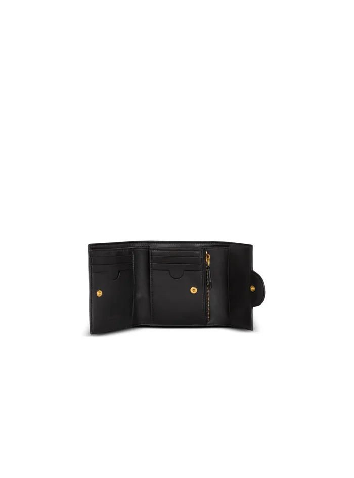 Calfskin BBuzz Trifold Wallet Black Women Balmain Small Leather Goods