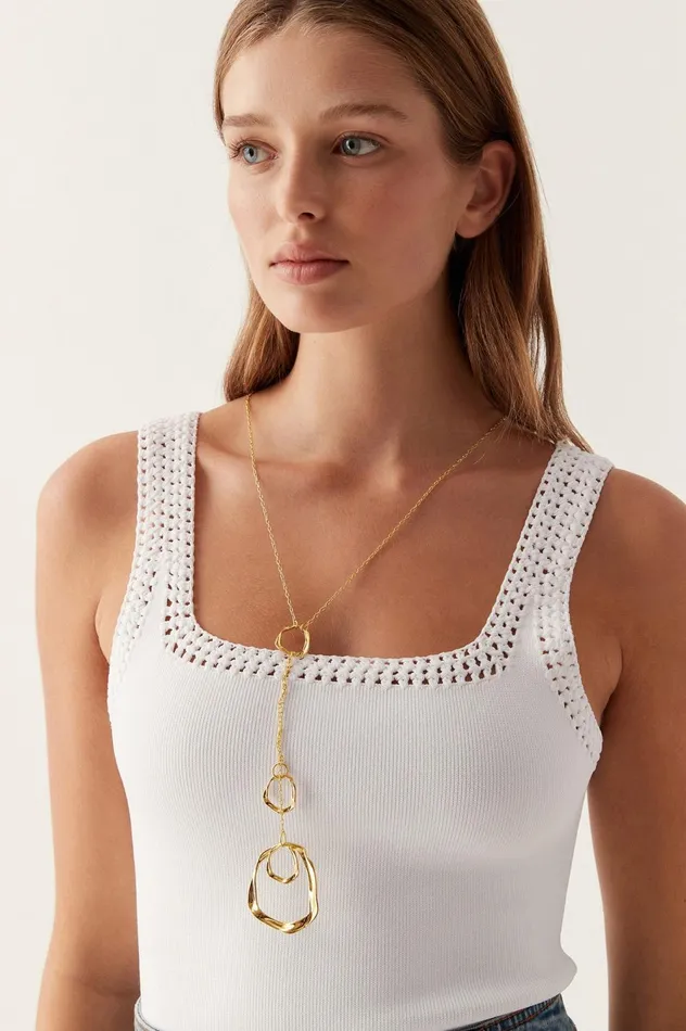 Calida Drop Necklace Gold Women Aje Jewelry