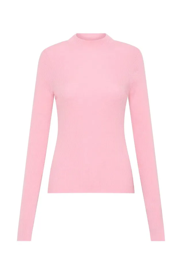 Carolina Rib Knit Top Chalk Pink Women Aje Knitwear 038 Jumpers