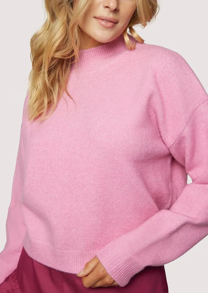 Cassie Mock Neck Sweater Pink Women Lost Wander Sweaters