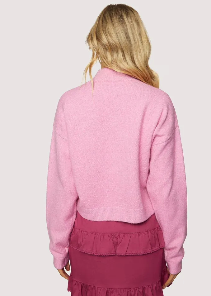 Cassie Mock Neck Sweater Pink Women Lost Wander Sweaters