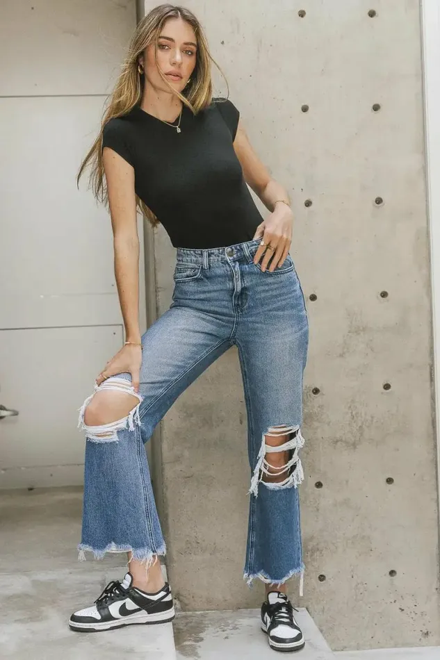 Charlie Distressed Jeans In Medium Wash Medium Wash Women Bohme Denim