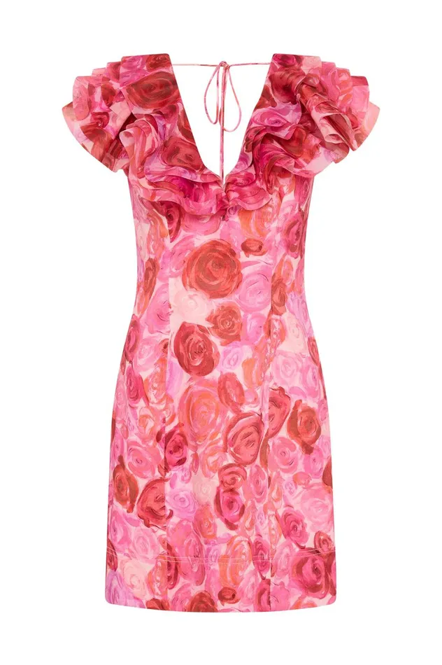 Charmed Plunge Mini Dress Misty Rose Women Aje Cocktail Dresses