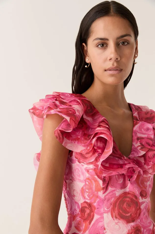 Charmed Plunge Mini Dress Misty Rose Women Aje Cocktail Dresses