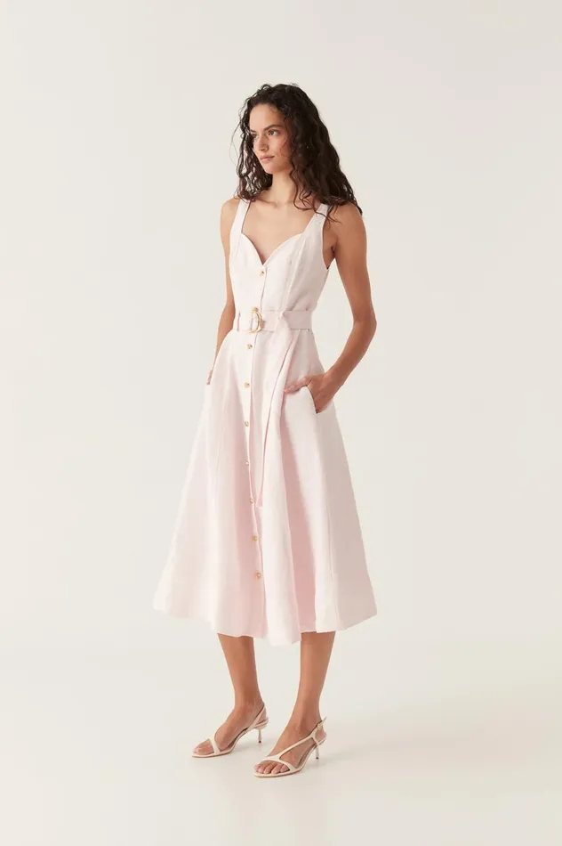 Clay Belted Midi Dress Pastel Pink Women Aje Pink Dresses
