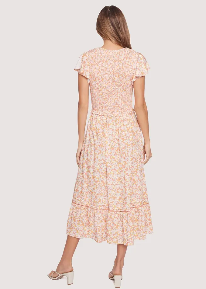 Coastal Daisies Midi Dress Orangewhite Women Lost Wander Dresses