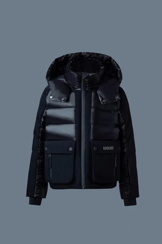 Coats and Jackets Kids Mackage ANDRE Mixedmedia Down Ski Jacket For Kids 814 Years Blackwhite