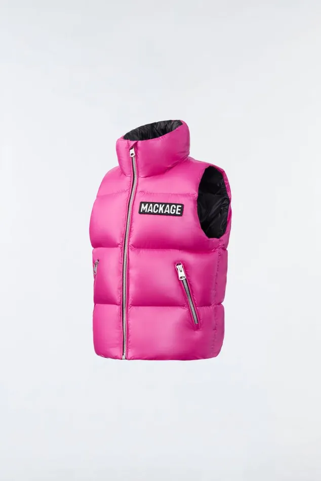 Coats and Jackets Kids Mackage CHARLEE Lustrous Light Down Puffer Vest For Kids 814 Years Black