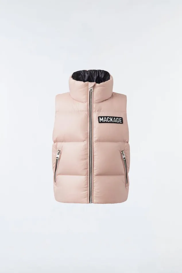 Coats and Jackets Kids Mackage CHARLEE Lustrous Light Down Puffer Vest For Kids 814 Years Black