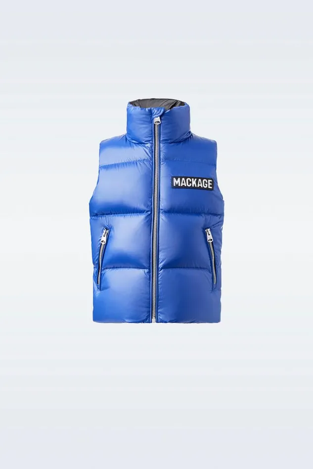 Coats and Jackets Kids Mackage CHARLEE Lustrous Light Down Puffer Vest For Kids 814 Years Black