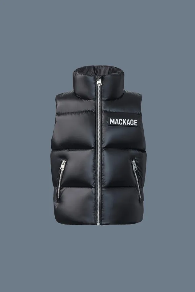 Coats and Jackets Kids Mackage CHARLEE Lustrous Light Down Puffer Vest For Kids 814 Years Black