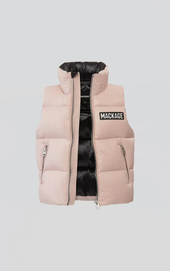Coats and Jackets Kids Mackage CHARLEE Lustrous Light Down Puffer Vest For Kids 814 Years Black