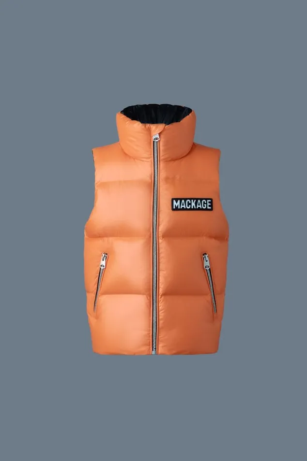 Coats and Jackets Kids Mackage CHARLEE Lustrous Light Down Puffer Vest For Kids 814 Years Black