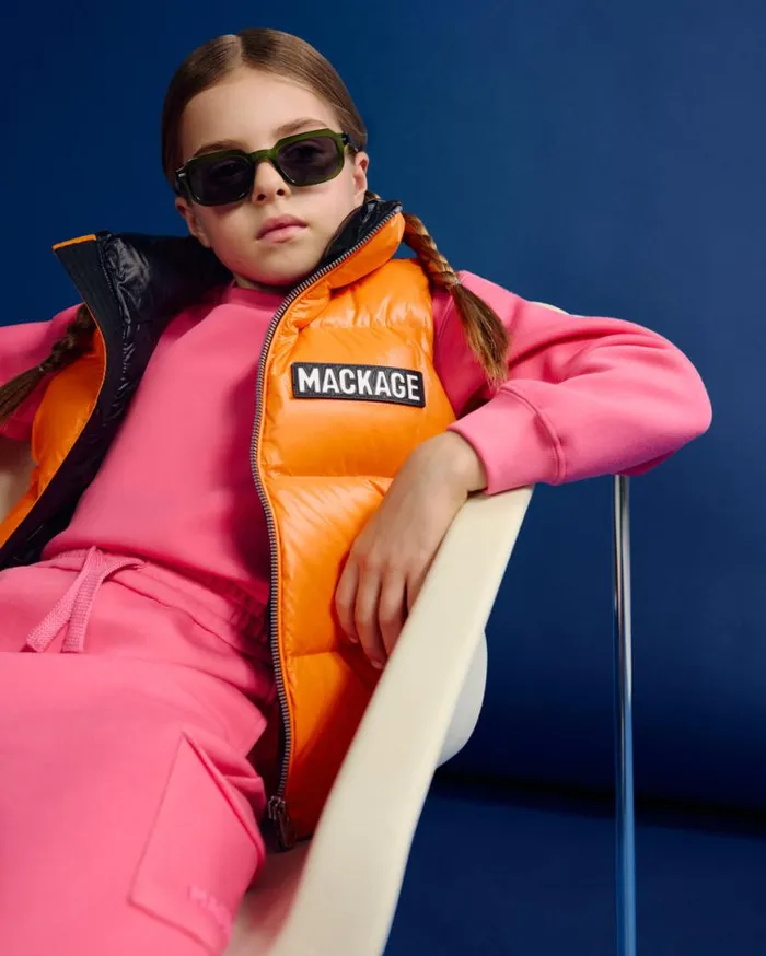 Coats and Jackets Kids Mackage CHARLEE Lustrous Light Down Puffer Vest For Kids 814 Years Black