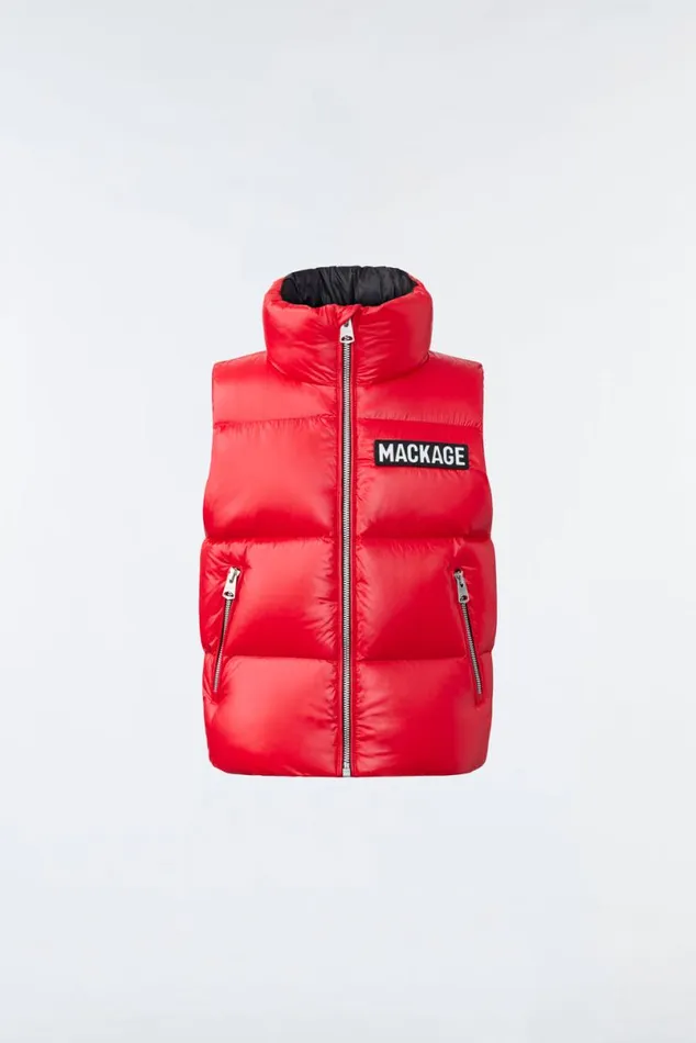 Coats and Jackets Kids Mackage CHARLEE Lustrous Light Down Puffer Vest For Kids 814 Years Black