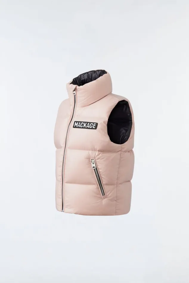 Coats and Jackets Kids Mackage CHARLEE Lustrous Light Down Puffer Vest For Kids 814 Years Black