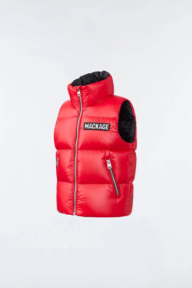 Coats and Jackets Kids Mackage CHARLEE Lustrous Light Down Puffer Vest For Kids 814 Years Black