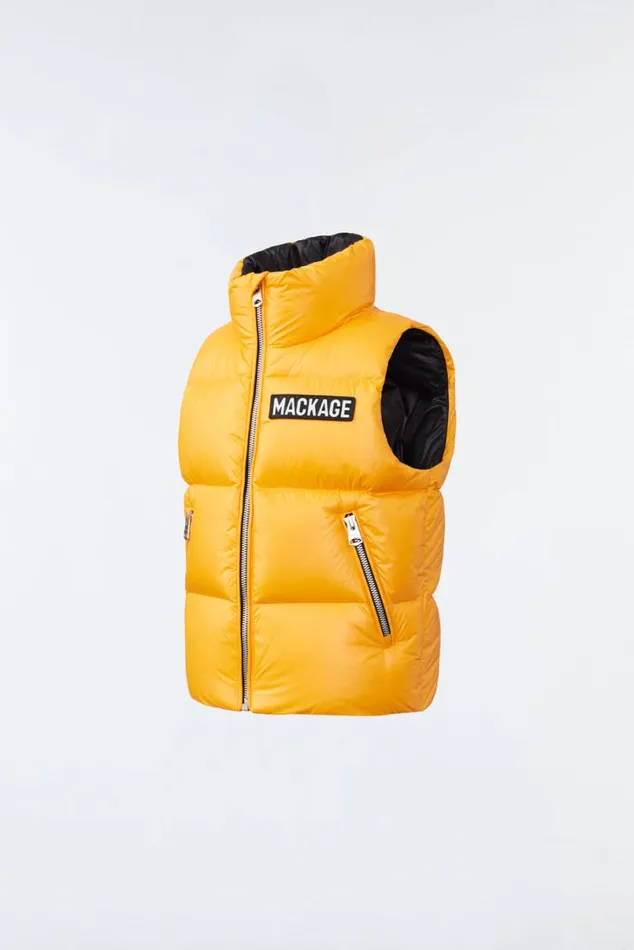Coats and Jackets Kids Mackage CHARLEE Lustrous Light Down Puffer Vest For Kids 814 Years Black