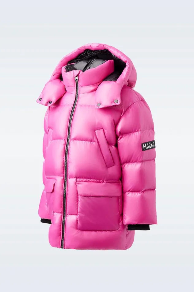 Coats and Jackets Kids Mackage KENNIE Lustrous Light Down Parka With Hood For Toddlers 26 Years Flame