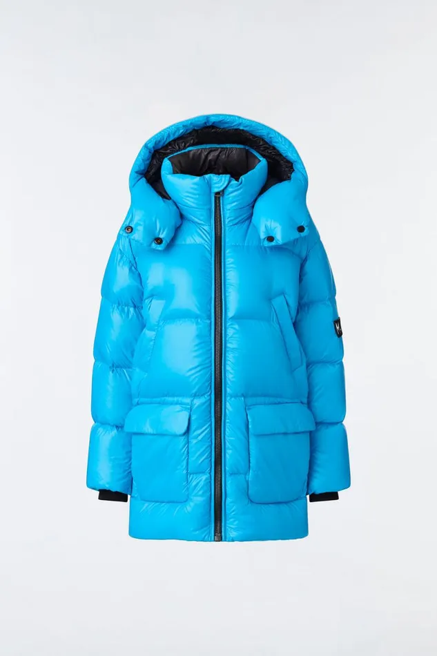 Coats and Jackets Kids Mackage KENNIE Lustrous Light Down Parka With Hood For Toddlers 26 Years Flame