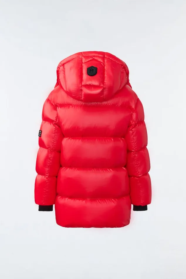 Coats and Jackets Kids Mackage KENNIE Lustrous Light Down Parka With Hood For Toddlers 26 Years Flame