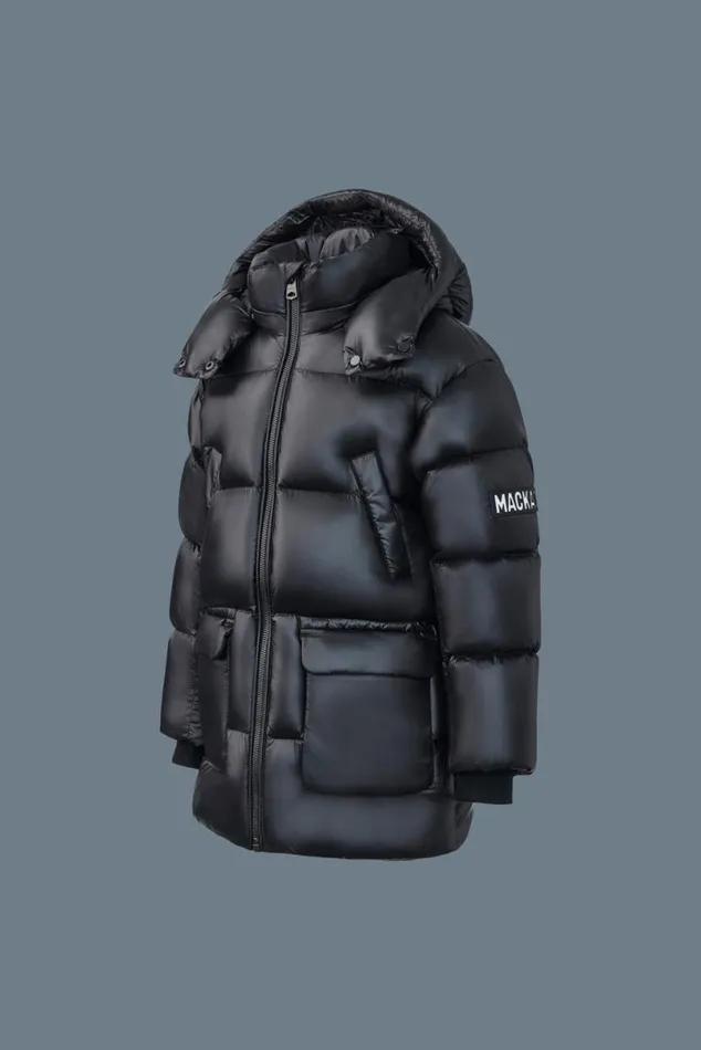 Coats and Jackets Kids Mackage KENNIE Lustrous Light Down Parka With Hood For Toddlers 26 Years Flame