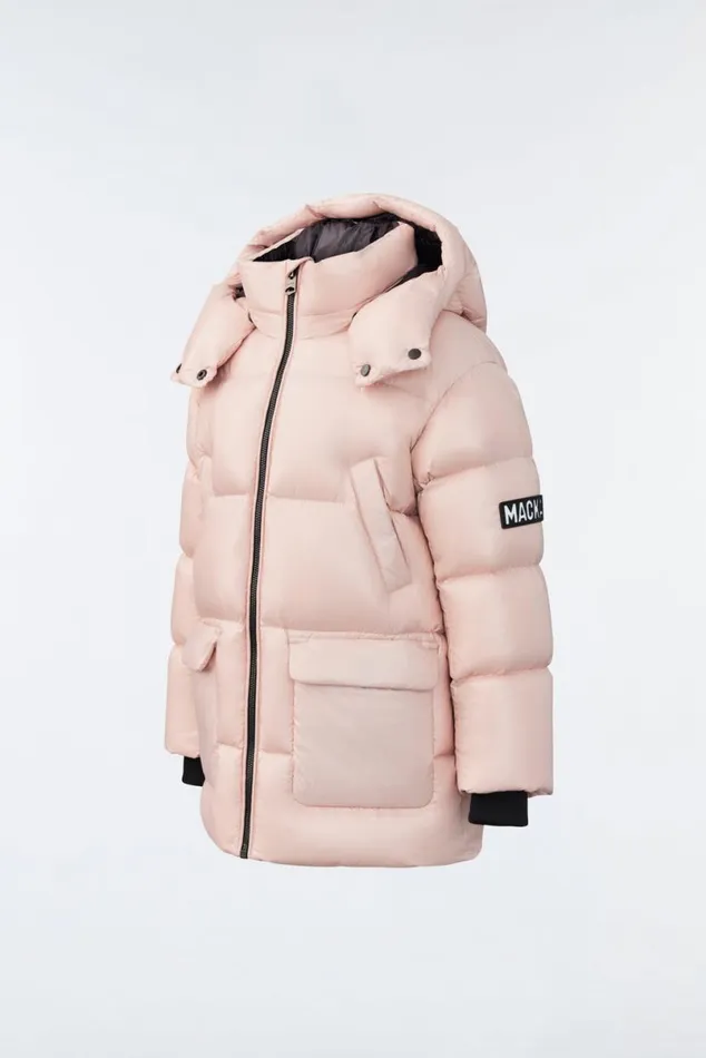 Coats and Jackets Kids Mackage KENNIE Lustrous Light Down Parka With Hood For Toddlers 26 Years Flame