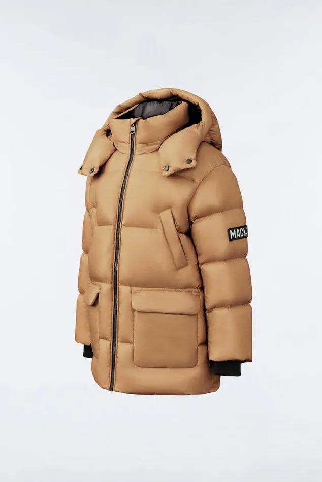 Coats and Jackets Kids Mackage KENNIE Lustrous Light Down Parka With Hood For Toddlers 26 Years Flame