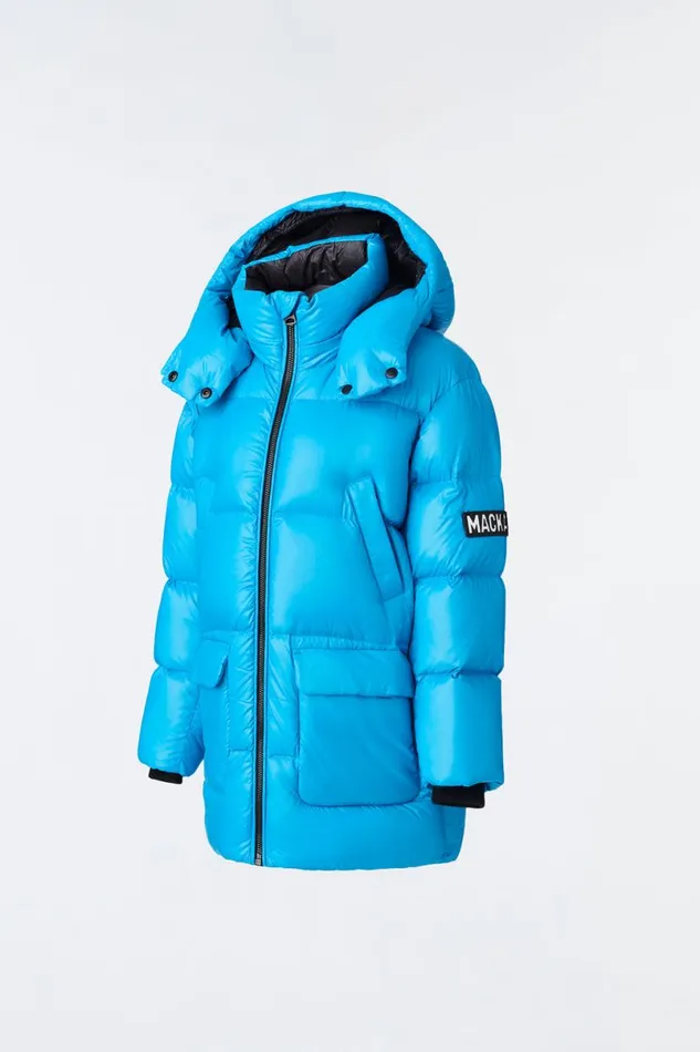 Coats and Jackets Kids Mackage KENNIE Lustrous Light Down Parka With Hood For Toddlers 26 Years Flame