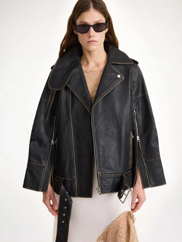 Coats and Jackets Women By Malene Birger Beatrisse Leather Jacket Black Coats and Jackets Women By Malene Birger Beatrisse Leather Jacket Black