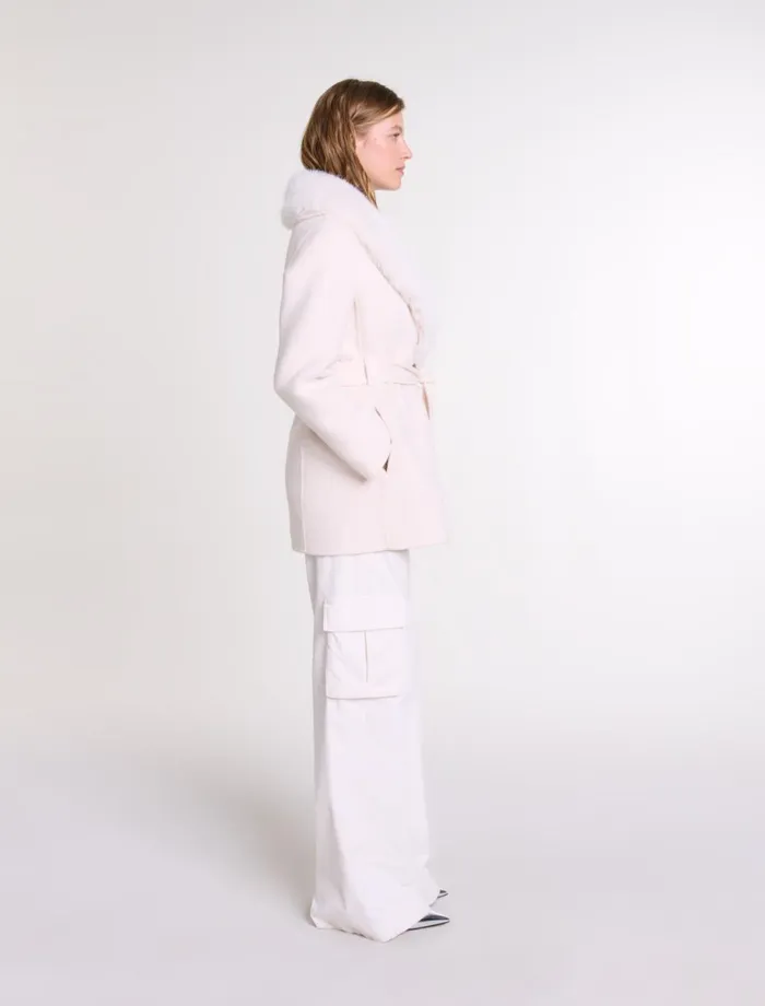 Coats Women Maje Belted Short Coat Ecru