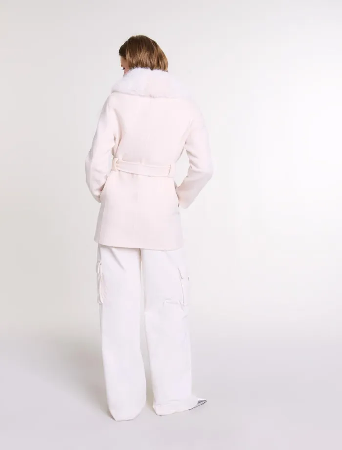 Coats Women Maje Belted Short Coat Ecru