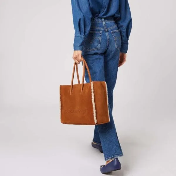 Coccinelle Myrtha Eco Shearling Medium Naturalcuir Women Coccinelle Top Handle Bag