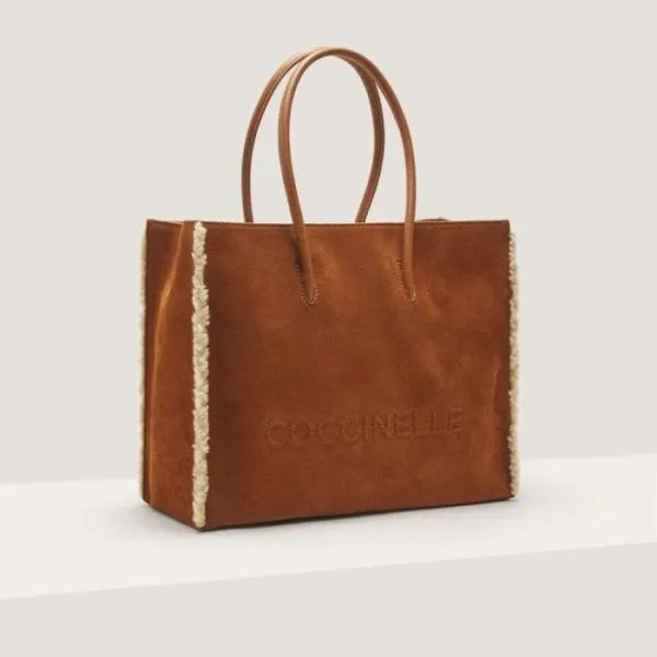 Coccinelle Myrtha Eco Shearling Medium Naturalcuir Women Coccinelle Top Handle Bag