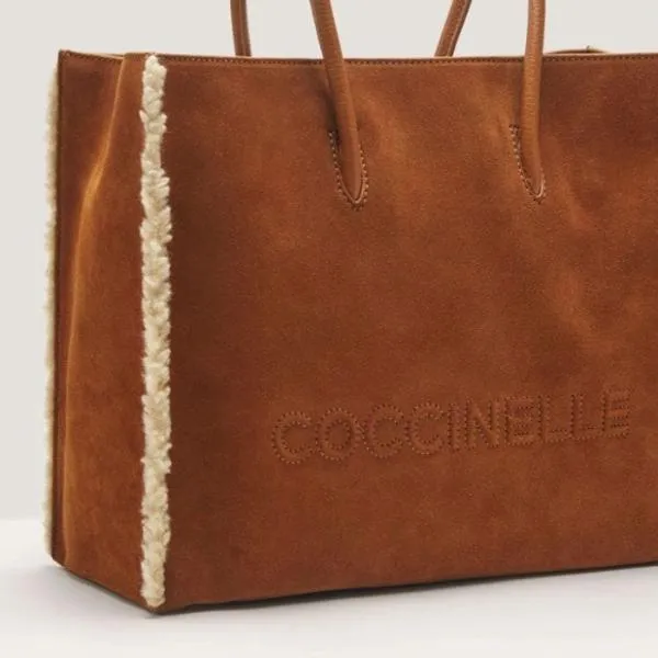 Coccinelle Myrtha Eco Shearling Medium Naturalcuir Women Coccinelle Top Handle Bag