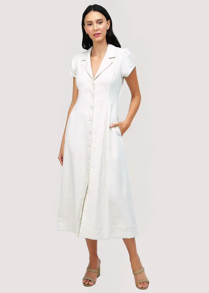 Costa Del Sol Midi Dress Oatmeal Women Lost Wander Dresses