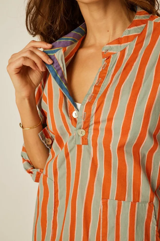 Coverups Shop Natalie Martin APRS SWIM TOP Batik Stripe Sage